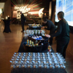 Event setup with drinks and glasses