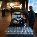 Event setup with drinks and glasses